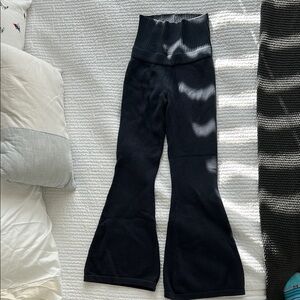 Grey Ediked Knit Flared Sweatpants